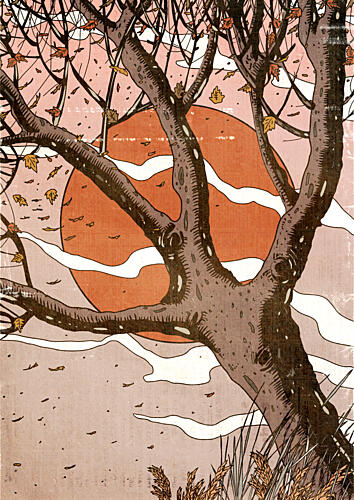 Autumn Tree Sunset Art Print