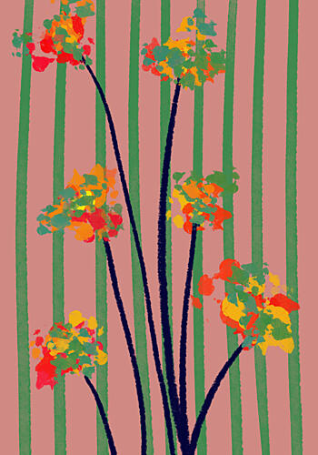 Vibrant Striped Blooms Art Print by Cesare Bellassai Art