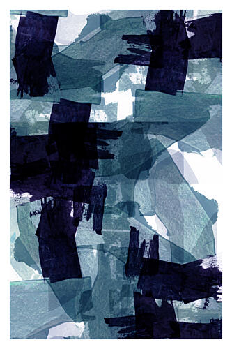 Indigo Teal Brushstrokes Art Print by Cartissi