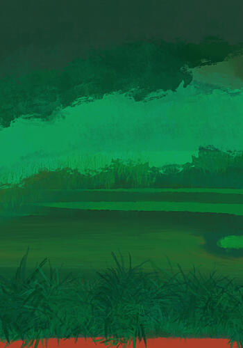 Moody Green Landscape Art Print by Cesare Bellassai Art