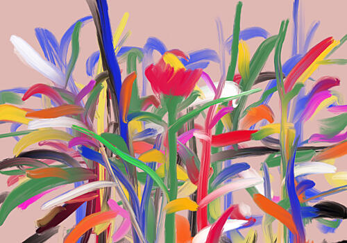 Vibrant Abstract Garden Art Print by Cesare Bellassai Art