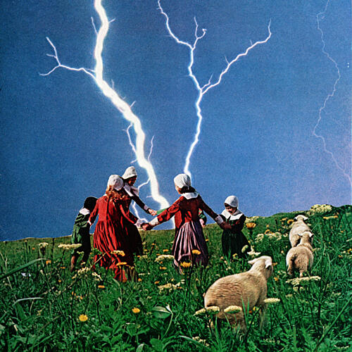 Pilgrim Children Lightning Storm Art Print