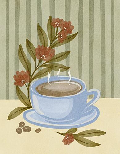 Steaming Coffee Bloom Art Print
