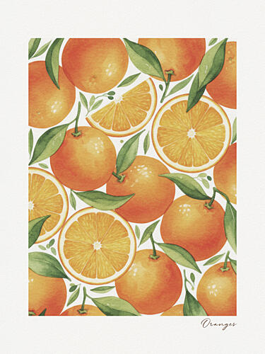 Fresh Oranges Pattern Art Print