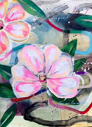 Pink Floral Abstract Art Print