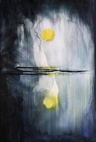 Yellow Moon Reflection Art Print