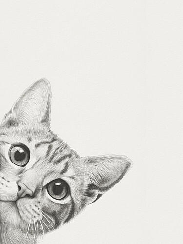 Curious Peeking Cat Art Print