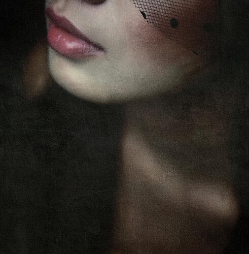Veiled Red Lips Art Print by Hari Sulistiawan
