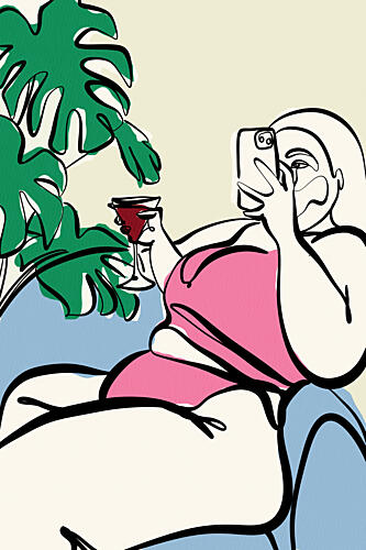 Sunday Selfie Colored Art Print