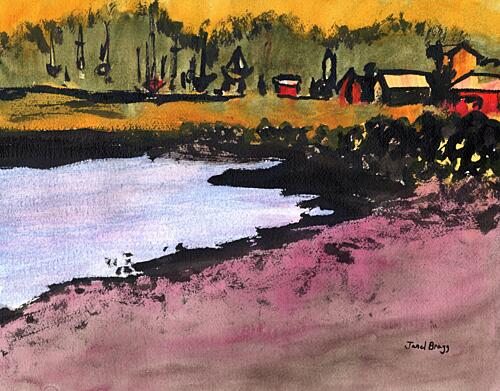 Rustic Waterside Scene Art Print