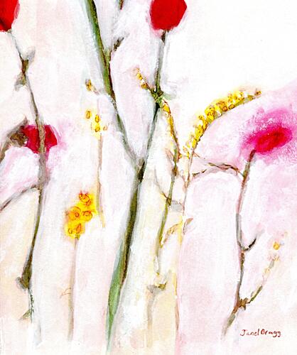 Soft Red Yellow Blooms Art Print