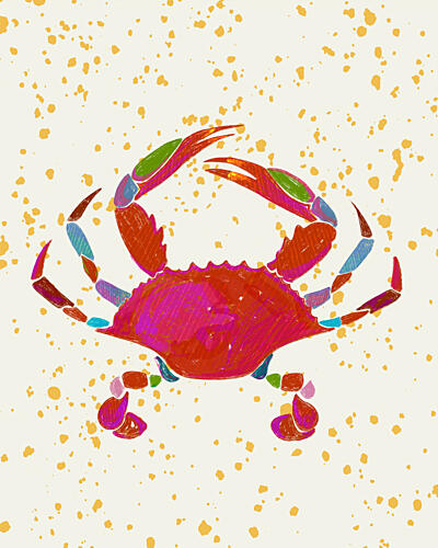 Colorful Splatter Crab Art Print
