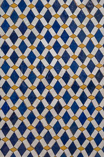 Blue Gold Diamond Pattern Gold Print