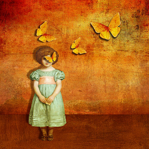 Girl with Butterfly Eyes Art Print