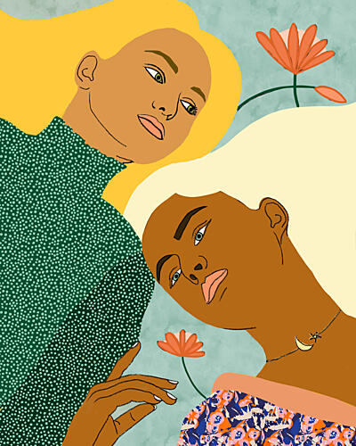 Diverse Women Floral Calm Art Print