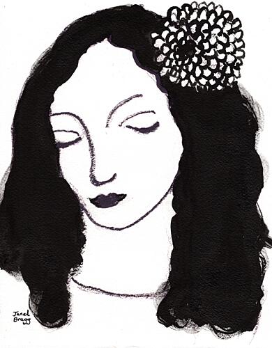 Dreamy Woman with Flower Art Print