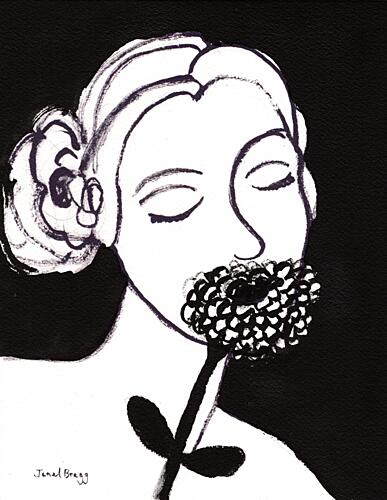Serene Woman Smelling Flower Art Print