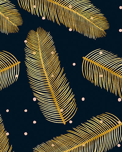 Golden Palm Pattern Gold Print