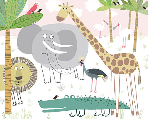Happy Safari Friends Art Print