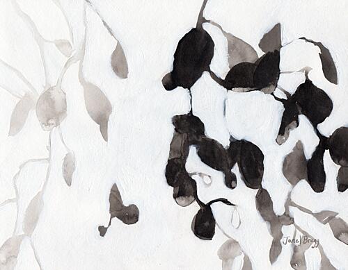 Ink Wash Leaves Art Print