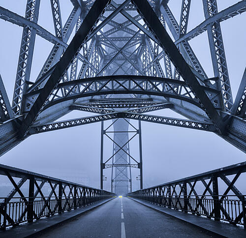 Misty Metal Bridge Art Print