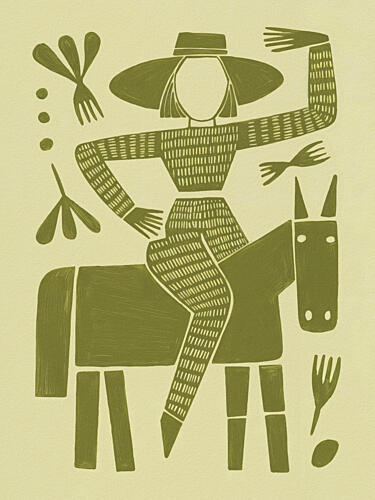 Folk Art Horse Rider Art Print