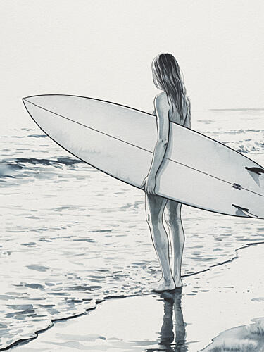 Beach Surfer Girl Art Print