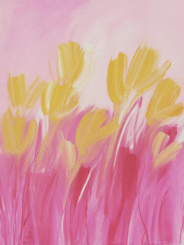 Pink Yellow Tulips Art Print