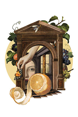 Surreal Renaissance Fruit Still Life Print
