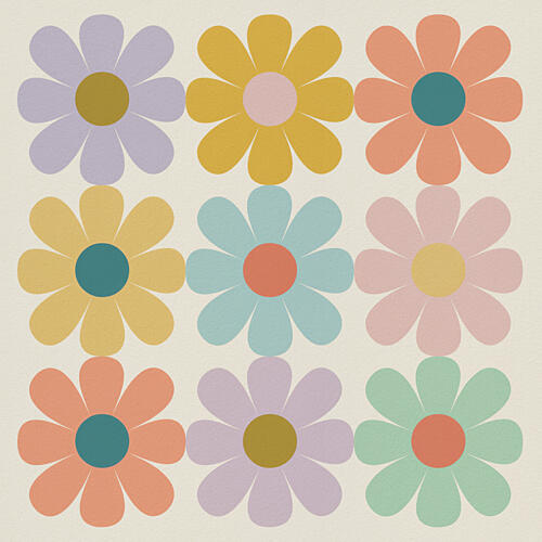 Groovy Pastel Daisies Art Print