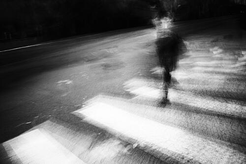 Blurred City Walker Art Print by Swen Mun