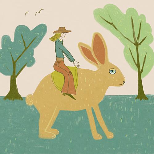 Whimsical Rabbit Ride Art Print