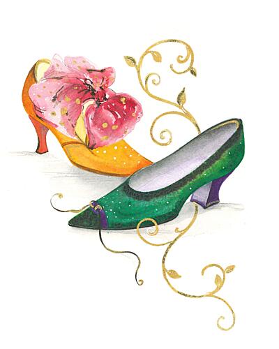 Shoes Gold Print