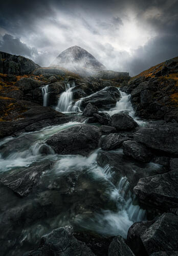 Misty Mountain Waterfall Art Print