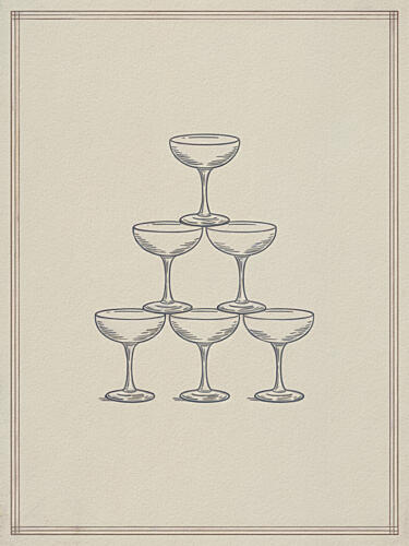 Classic Champagne Tower Still Life Print