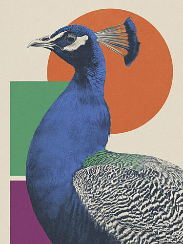 Vibrant Peacock Portrait Art Print