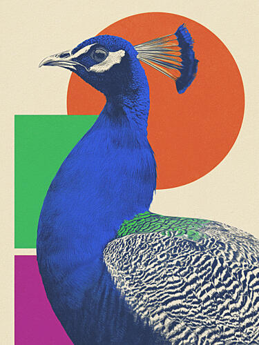 Vibrant Peacock Profile Art Print