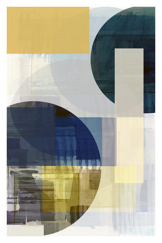 Geometric Blue Gold Abstract Gold Print
