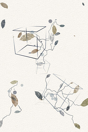 Floating Geometric Leaves Art Print