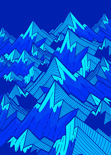 Blue Geometric Peaks Art Print