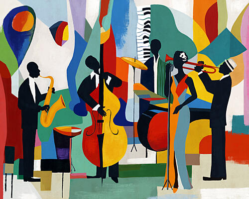 Colorful Jazz Band Art Print