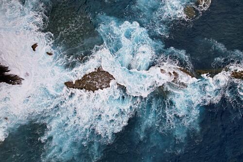 Blue Ocean Waves Crashing Art Print by Martin Blahak