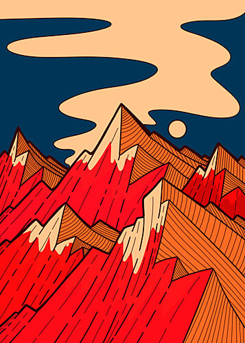 Crimson Mountain Peaks Art Print
