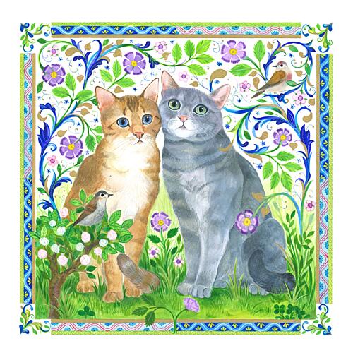 Loving Cats in the Garden Art Print