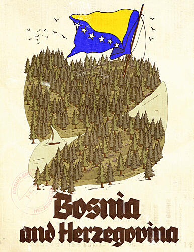 Bosnia and Herzegovina Map Art Print