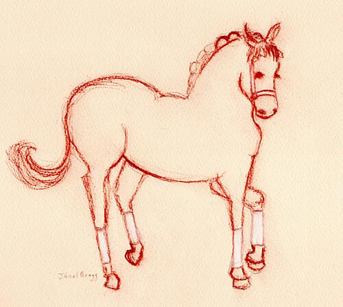 Charming Red Horse Drawing Art Print