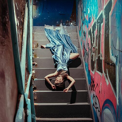 Blue Dress Graffiti Drama Art Print by Tyler McAuley