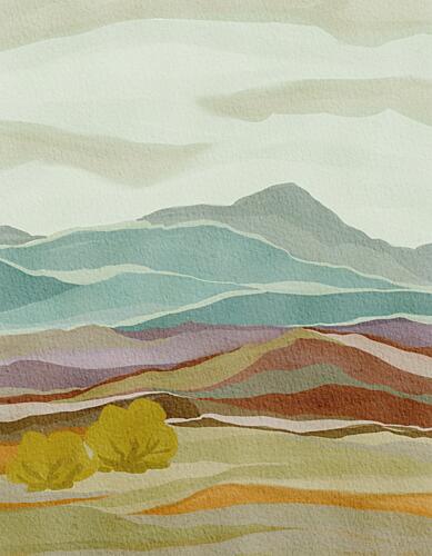 Layered Mountain Landscape Art Print