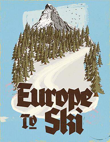 Vintage Europe Ski Art Print