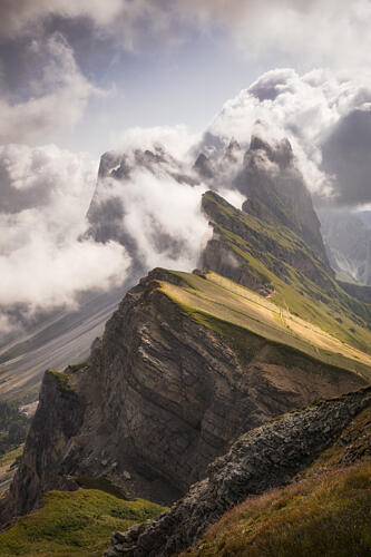 Majestic Peaks and Clouds Art Print by Dmitry Razr